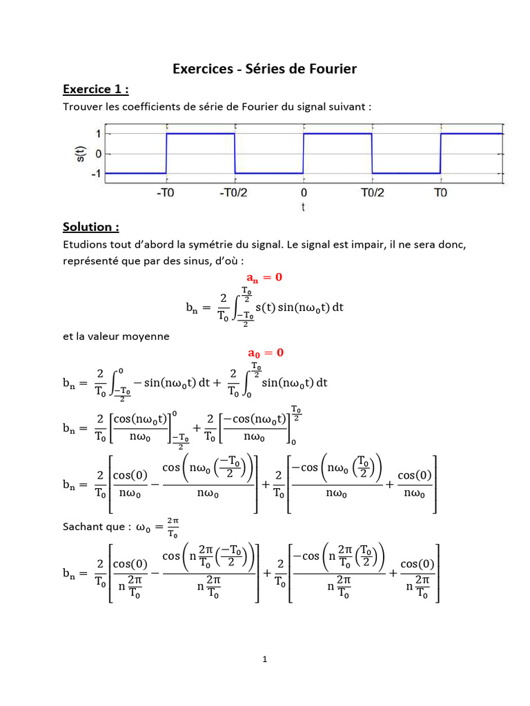 Exercices sur les Séries de Fourier | PDF | Fréquence | Analyse ...