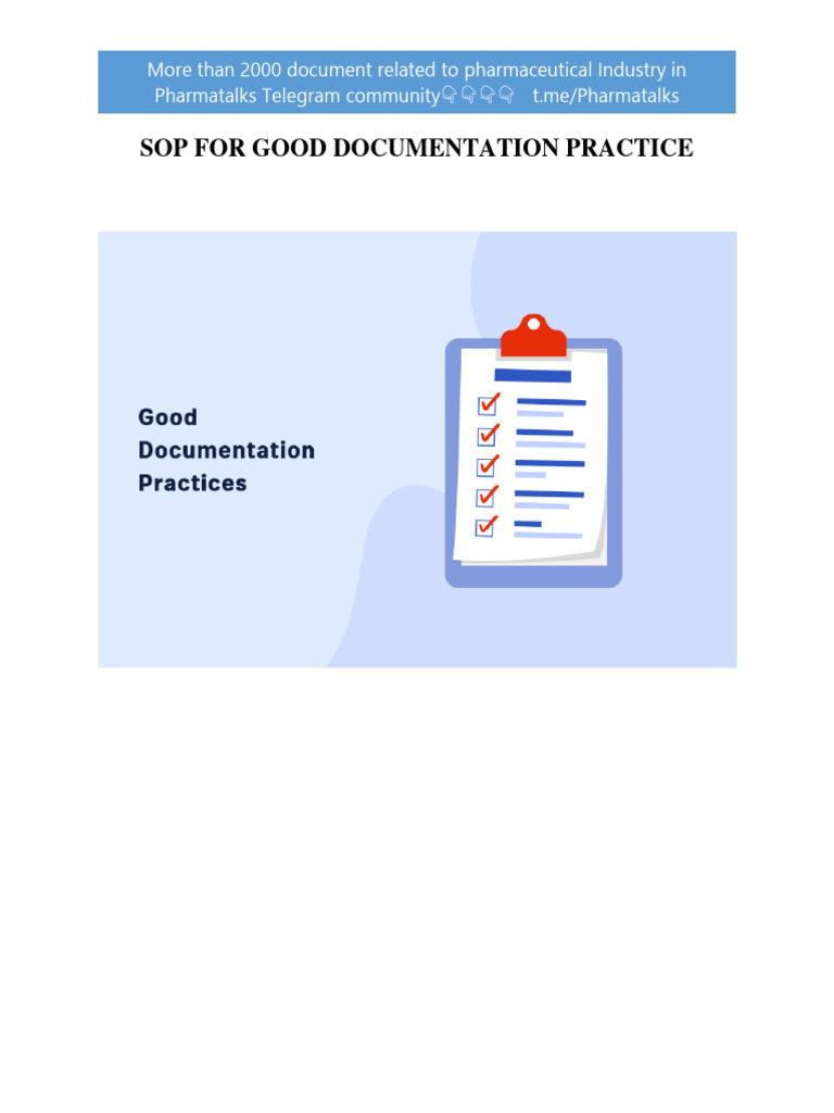 SOP FOR GOOD DOCUMENTATION PRACTICE (1) | PDF | Quality Assurance