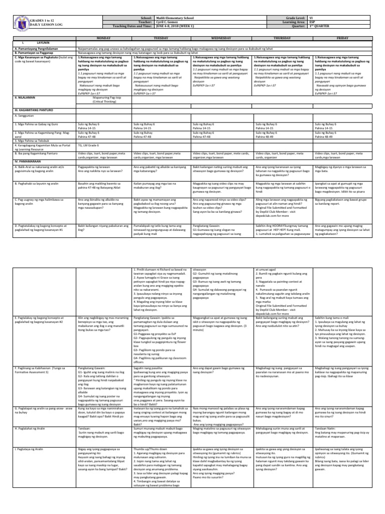 DLL - Esp 6 - Q1 - W1 | PDF