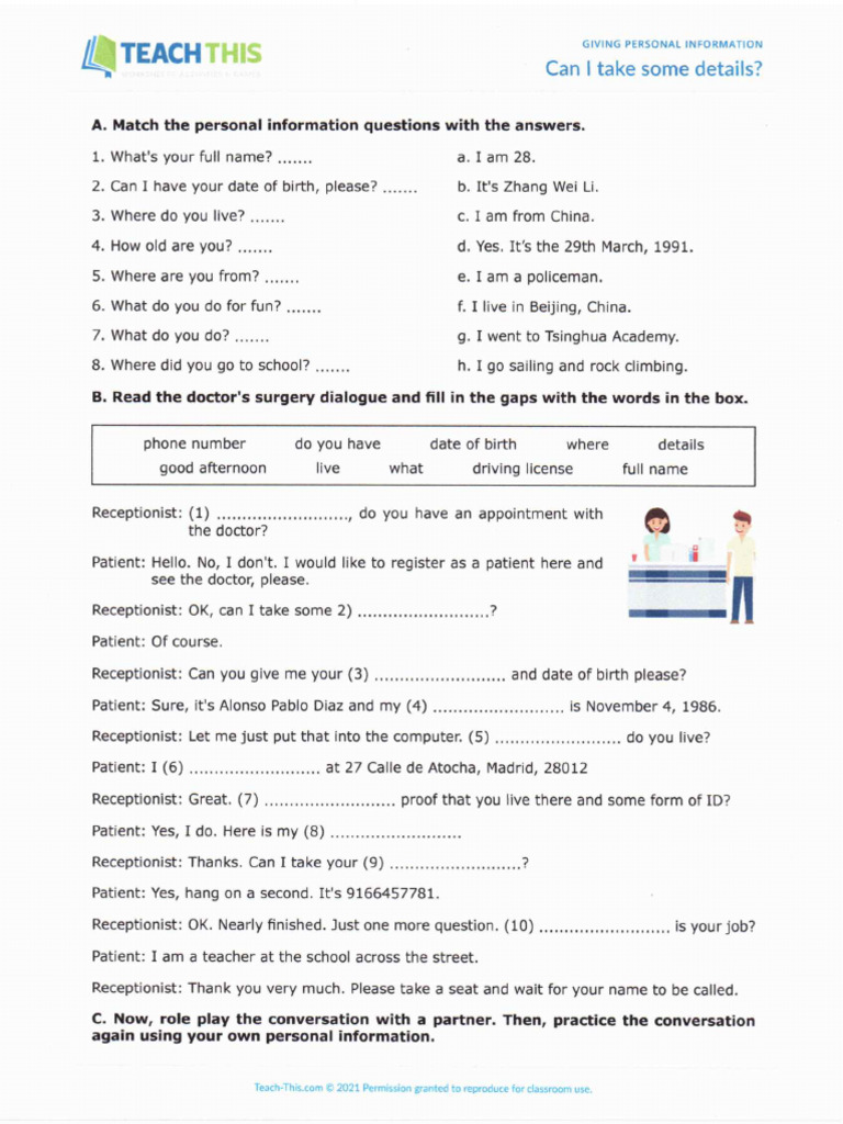 Giving Personal Information | PDF