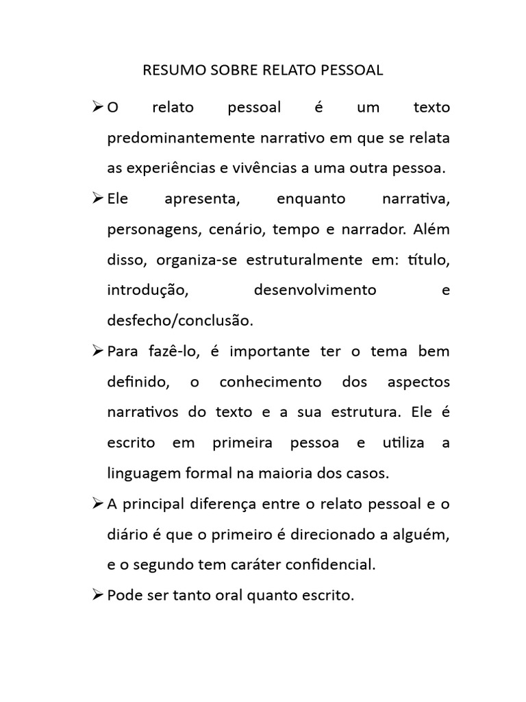 Relato Pessoal | PDF