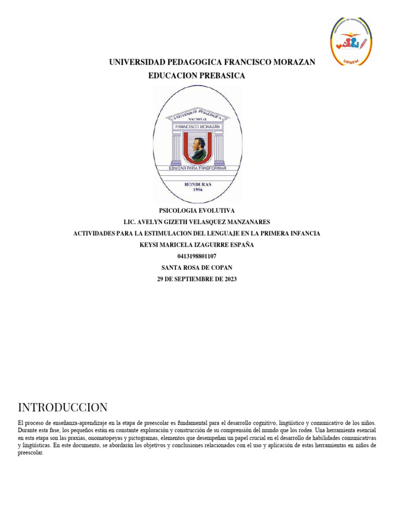 Actividades para Estimular el Lenguaje Infantil | PDF | Educación de la ...