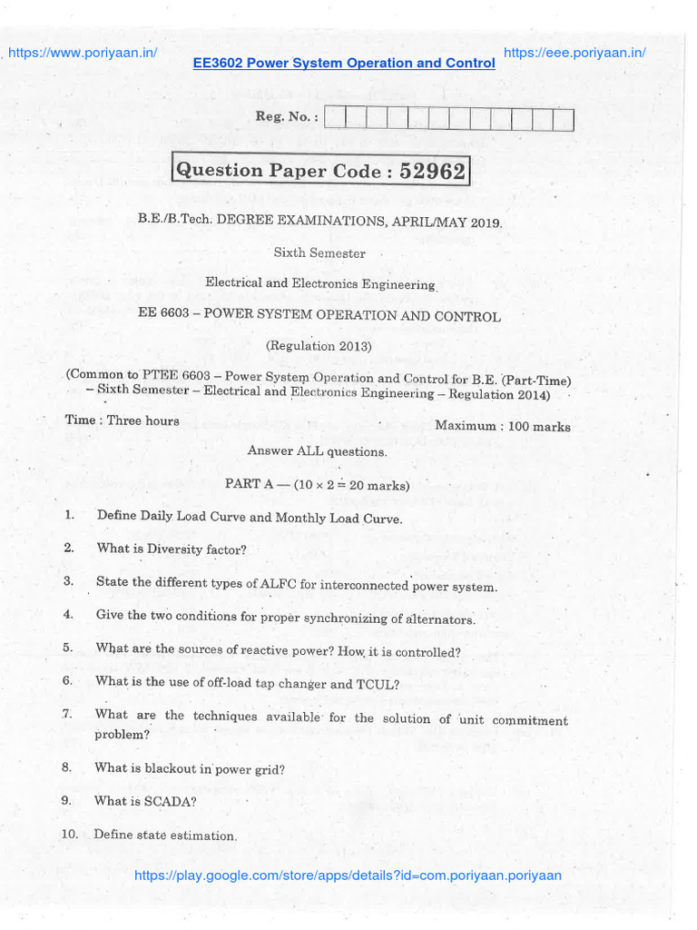 EE3602 Power System Operation Guide | PDF | Engineering | Electrical ...