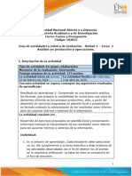 Guía de actividades y rúbrica de evaluación - Unidad 1 - Tarea 2 - Análisis en producción y operaciones