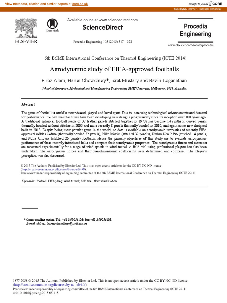Aerodynamic Analysis of FIFA Footballs | PDF | Reynolds Number | Drag ...