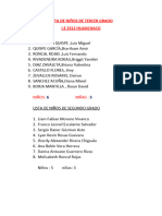 Lista de Niños de Primero,Segundo Tercero