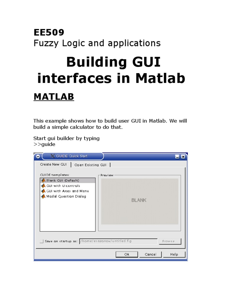 Building GUI Interfaces in Matlab: Fuzzy Logic and Applications | PDF ...