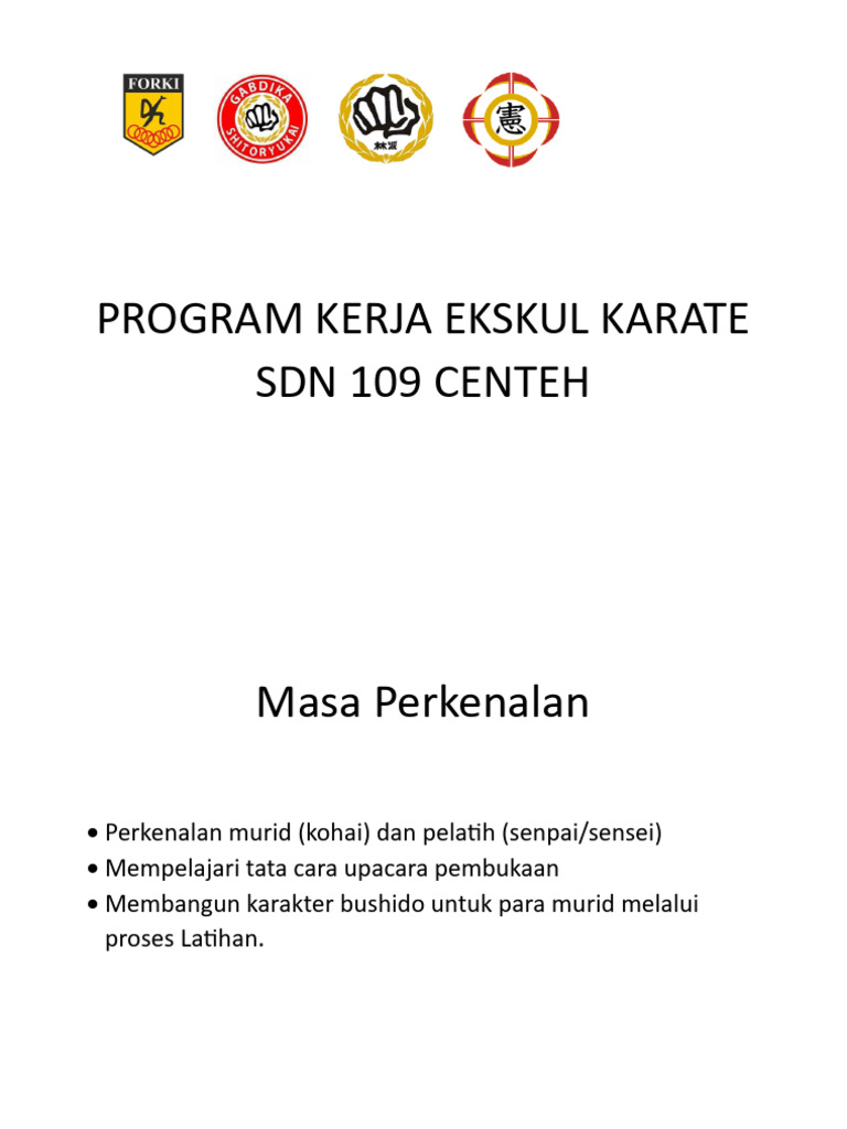 Program Kerja Ekstrakurikuler Karate SDN 109 | PDF
