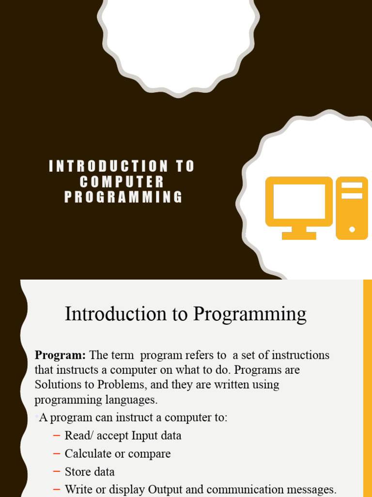 Lecture 1 Introduction to Programming | PDF | Algorithms | Computer Program