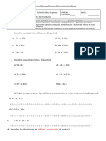 1era Evaluación Números Enteros Matemática 8vo Básico