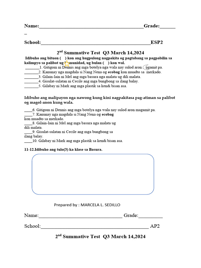 Summative Test Q3 March 102023 | PDF