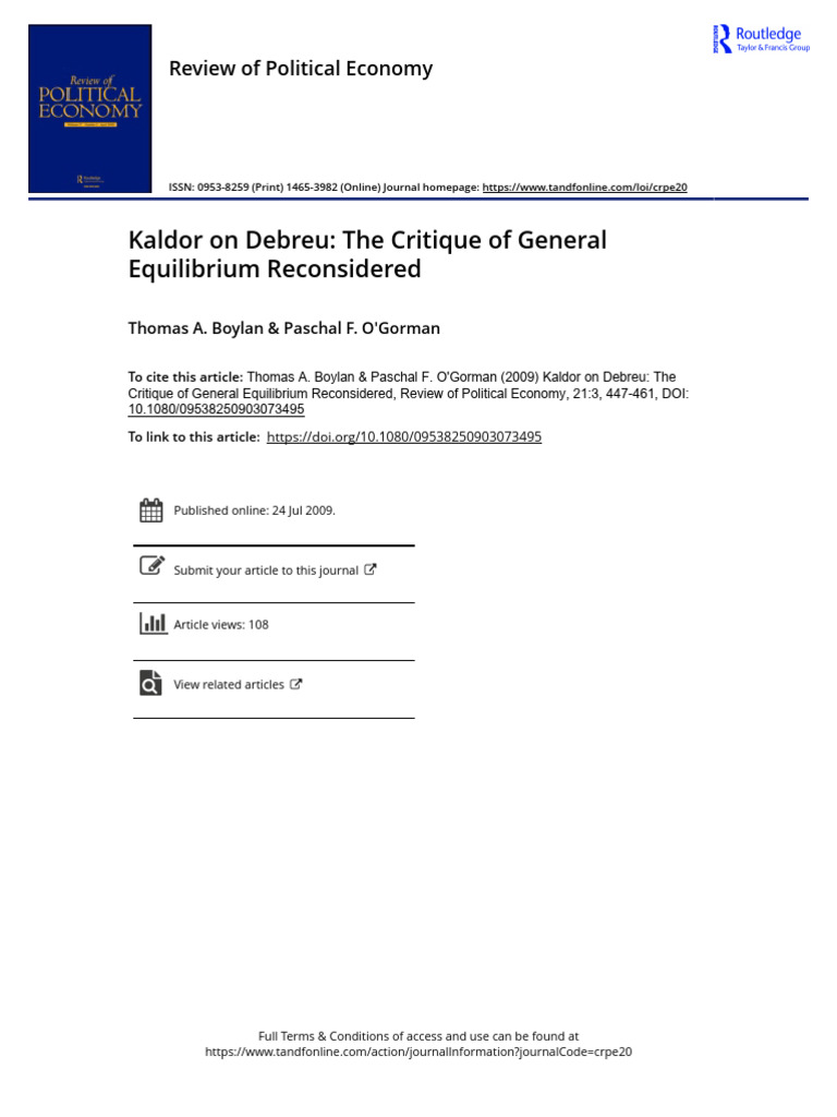 Kaldor's Critique of General Equilibrium | PDF | General Equilibrium ...