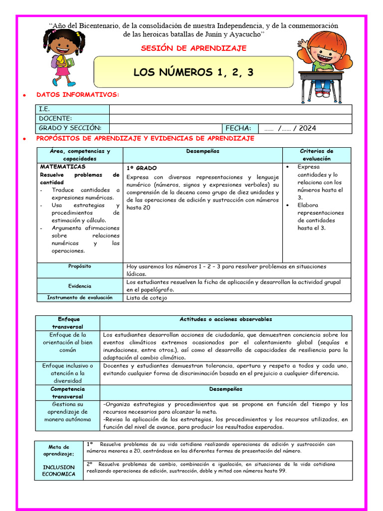 Actividades Lúdicas con Números 1-3 | PDF | Aprendizaje
