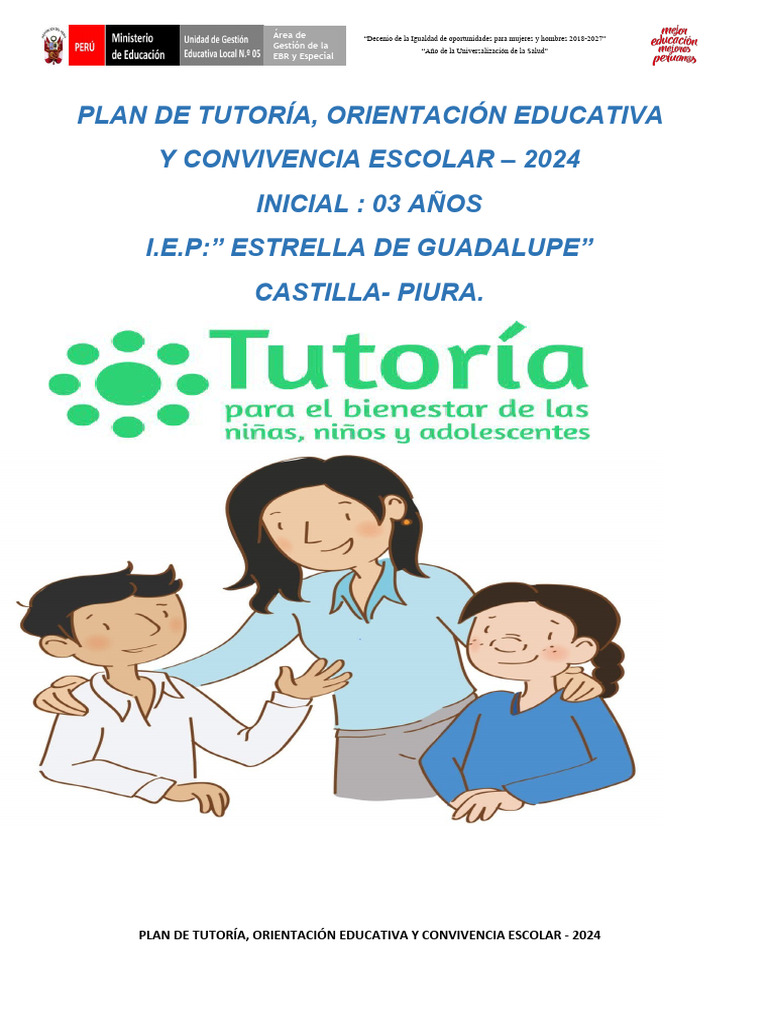 Plan de Tutoría y Convivencia Escolar 2024 | PDF | La violencia contra ...