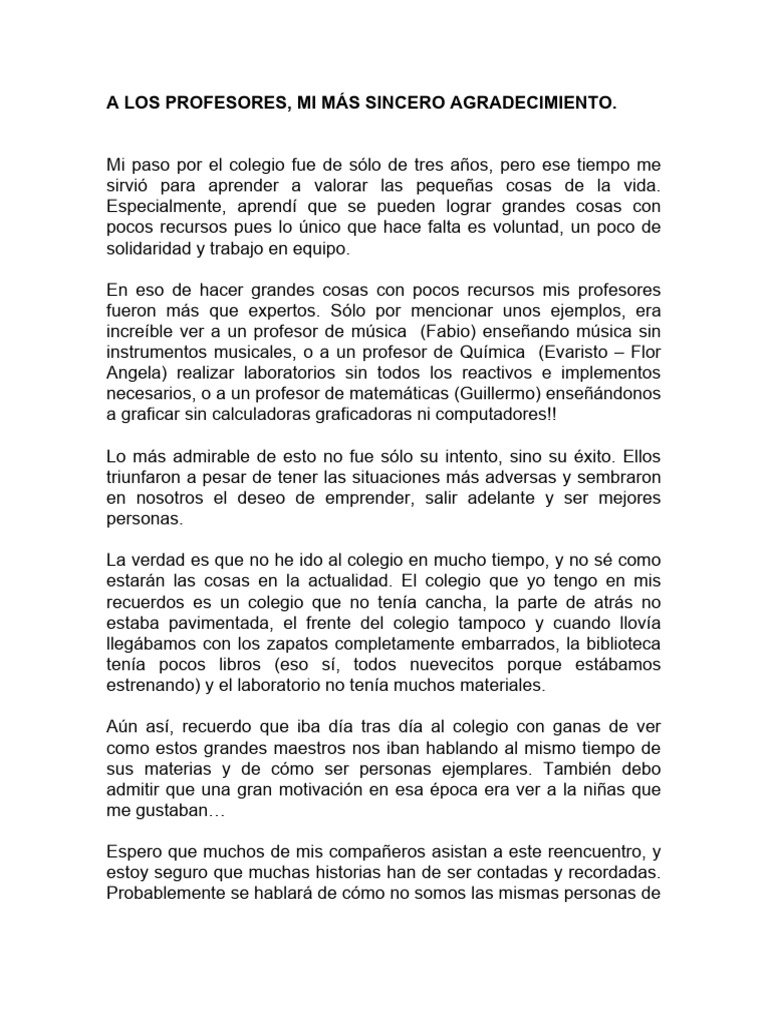 Agradecimiento a Mis Profesores | PDF | Maestros