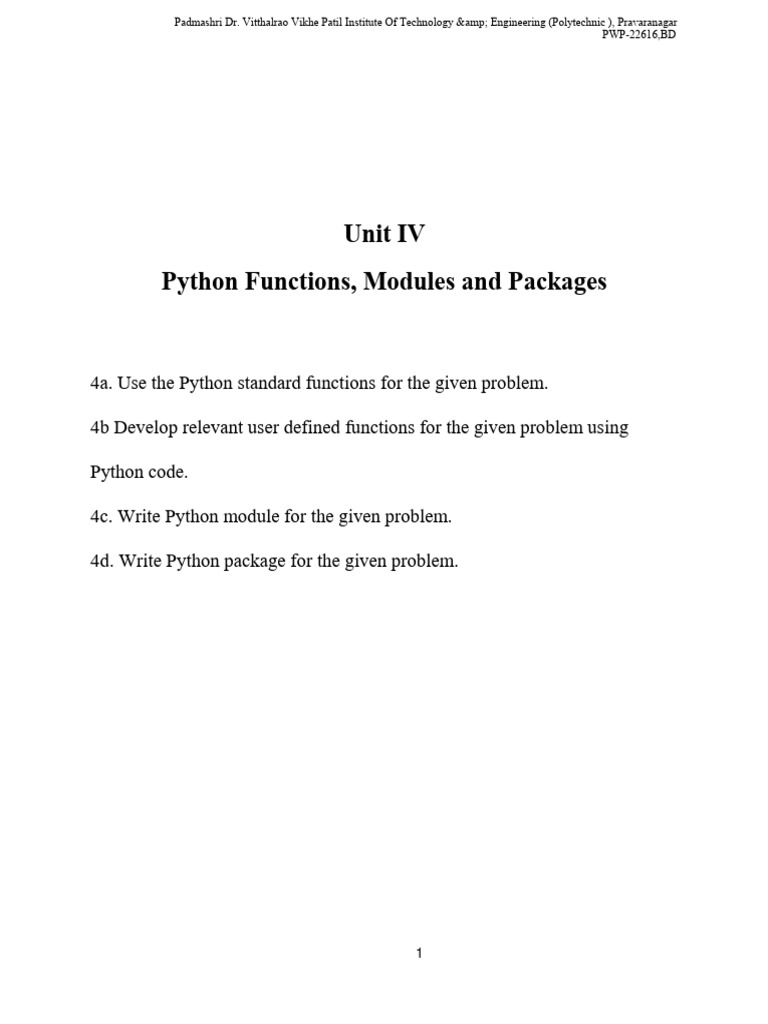 4 Python Functions, Modules and Packages | PDF | Parameter (Computer ...