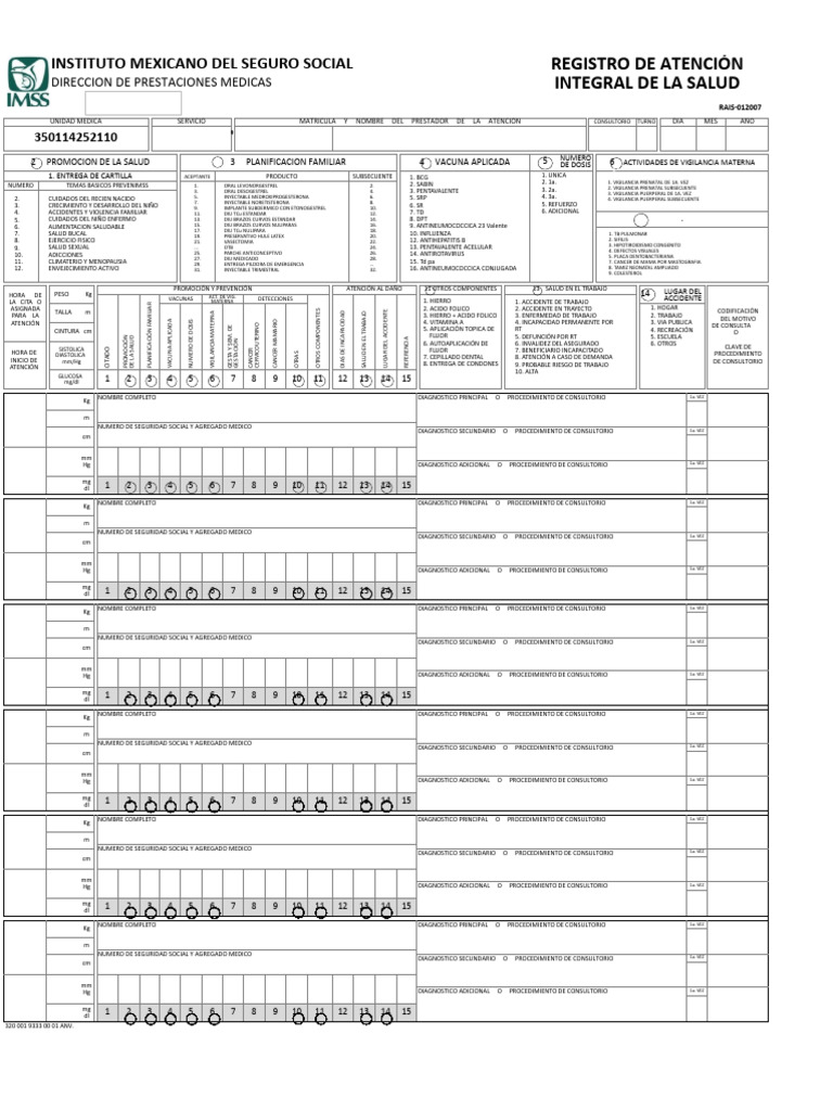 Registro de Atención RAIS-012007 | PDF | Medicina CLINICA | Ciencias de ...