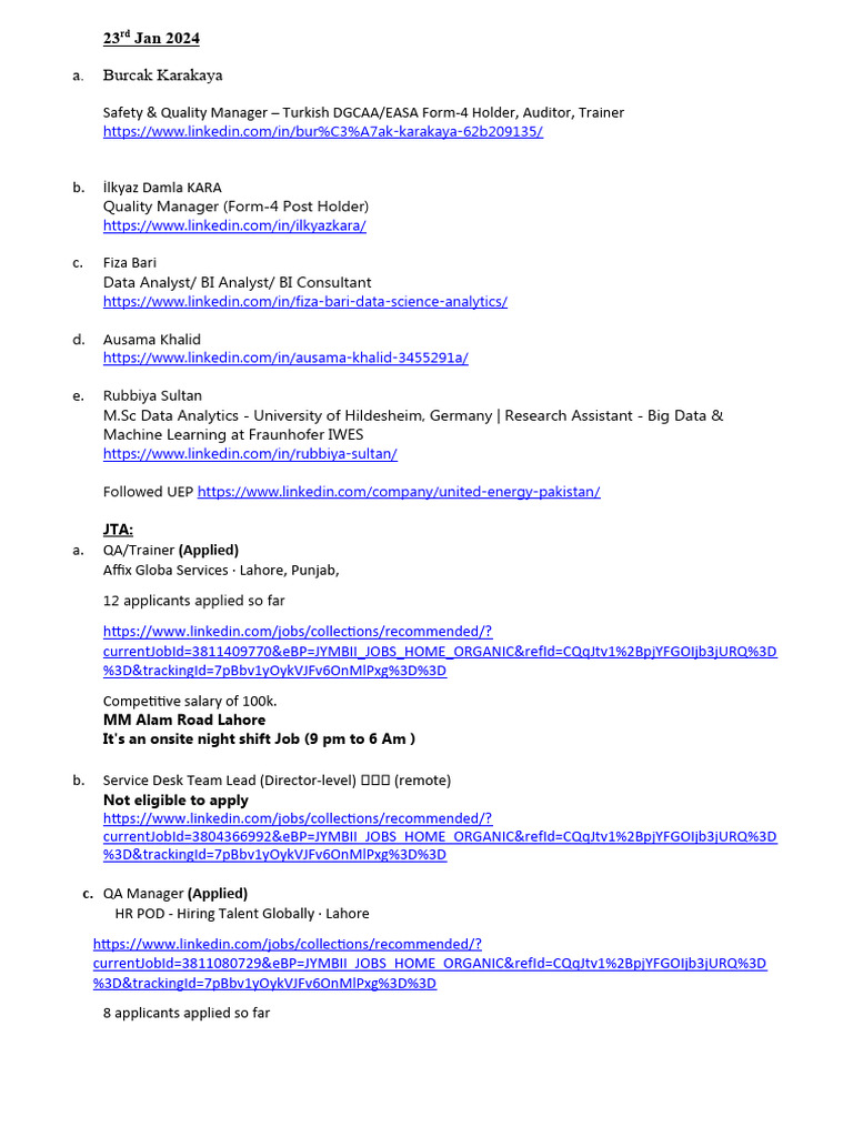 Linkedin Profiles Updated Qa Pdf Quality Management Iso 9000