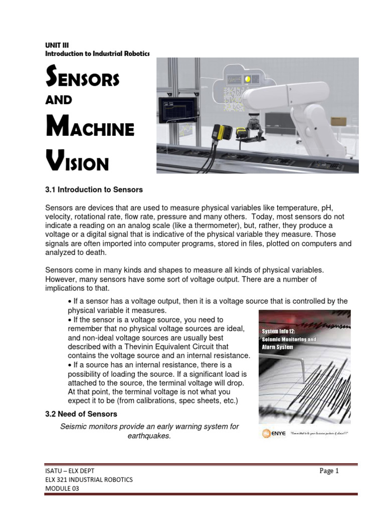 Sensors in Industrial Robotics | PDF | Computer Vision | Sensor