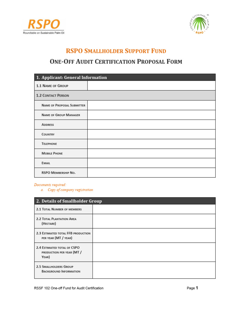 RSSF102 Application For Audit Cost Template | PDF | Audit