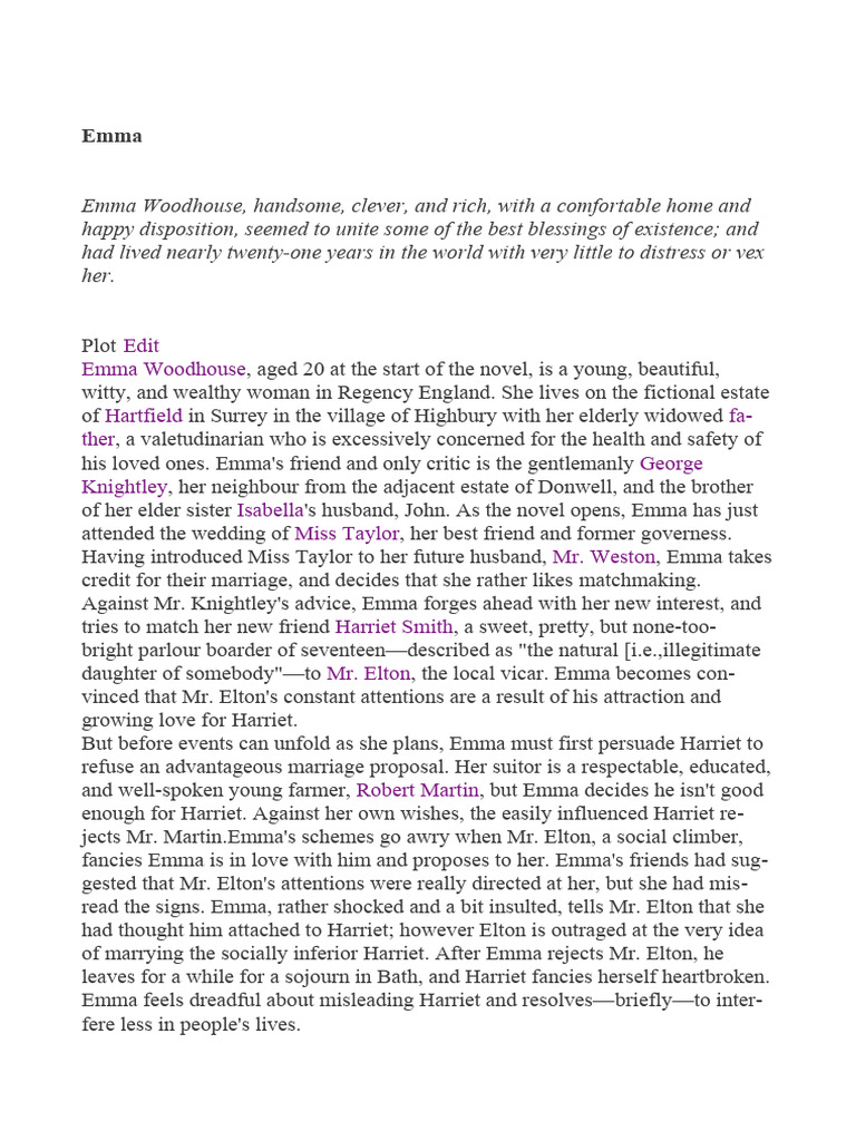 Emma Hsc Pdf Emma Novel Emma Woodhouse