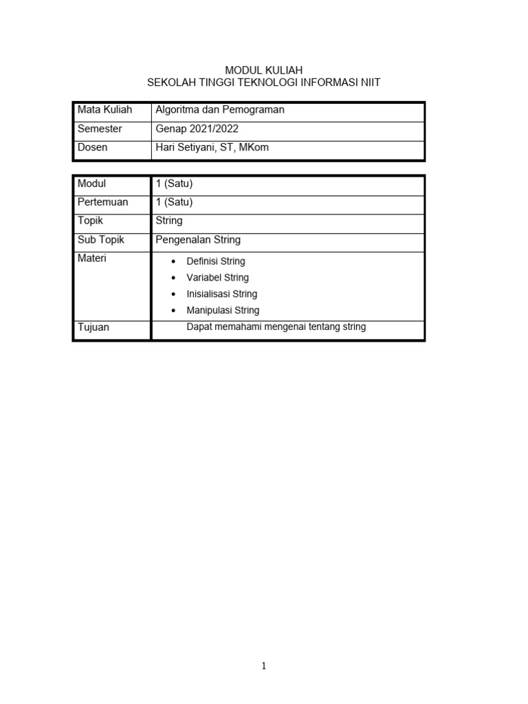 Pengenalan String dalam Pemrograman C | PDF | Sains & Matematika | Komputer