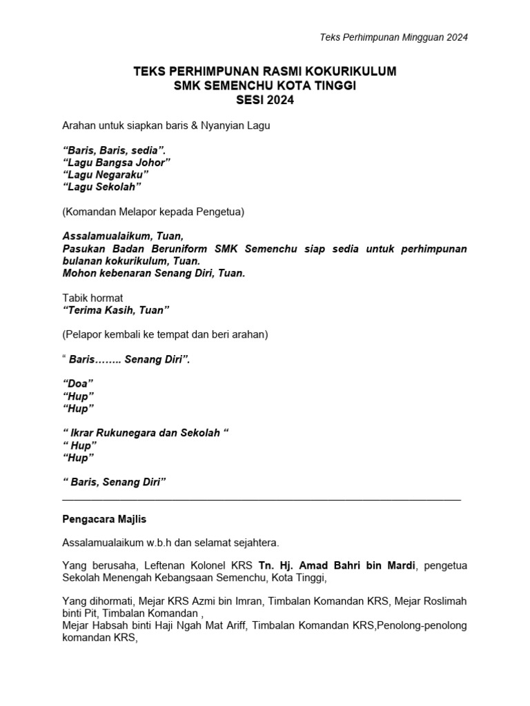 Teks Perhimpunan Rasmi 2023 | PDF