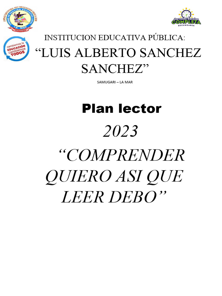 Plan Lector 2023 - 063543 | PDF | Comprensión lectora