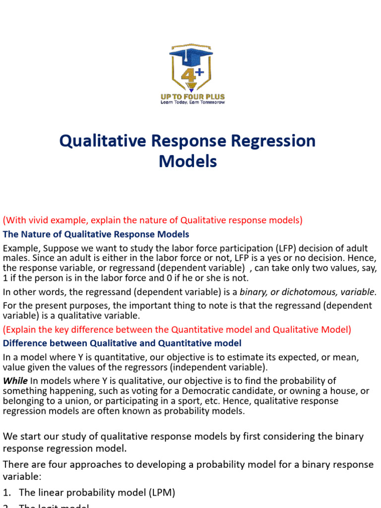 Understanding Qualitative Response Models | PDF | Logistic Regression ...
