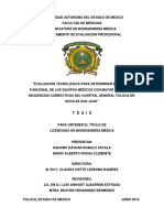 Evaluación Tecnológica Para Determinar El Estado Funcional de Los Equipos Médicos Con Mayor Incidencias Correctivas Del Hospital General Toluca Dr Nicolás San Juan