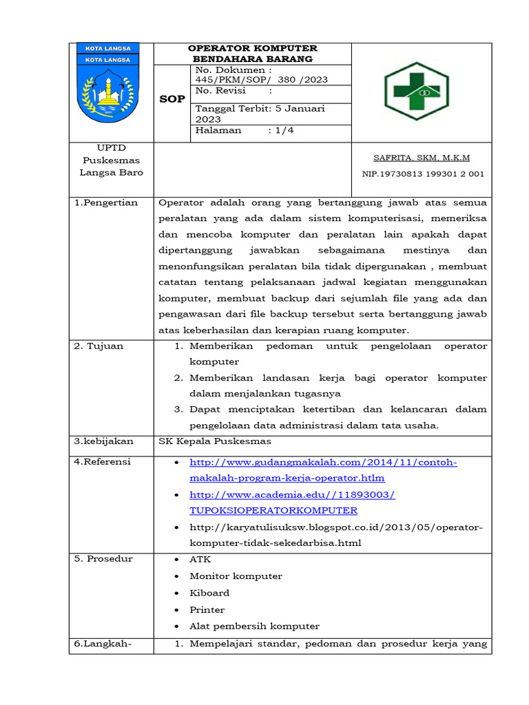 Pengertian Operator Komputer | PDF