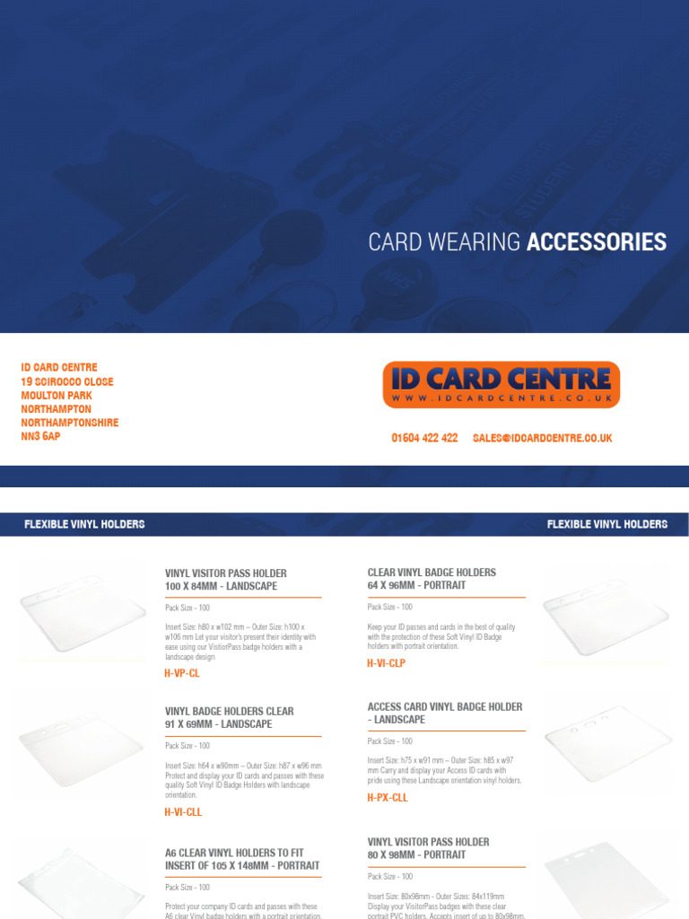 ID Card Accessories Brochure | PDF | Polyvinyl Chloride | Identity Document