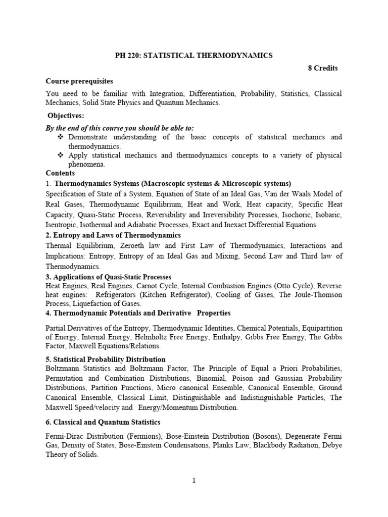 Course outlines pdf entropy thermodynamics
