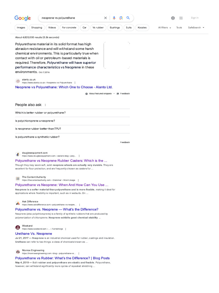 Neoprene Vs Polyurethane Best Materials PDF