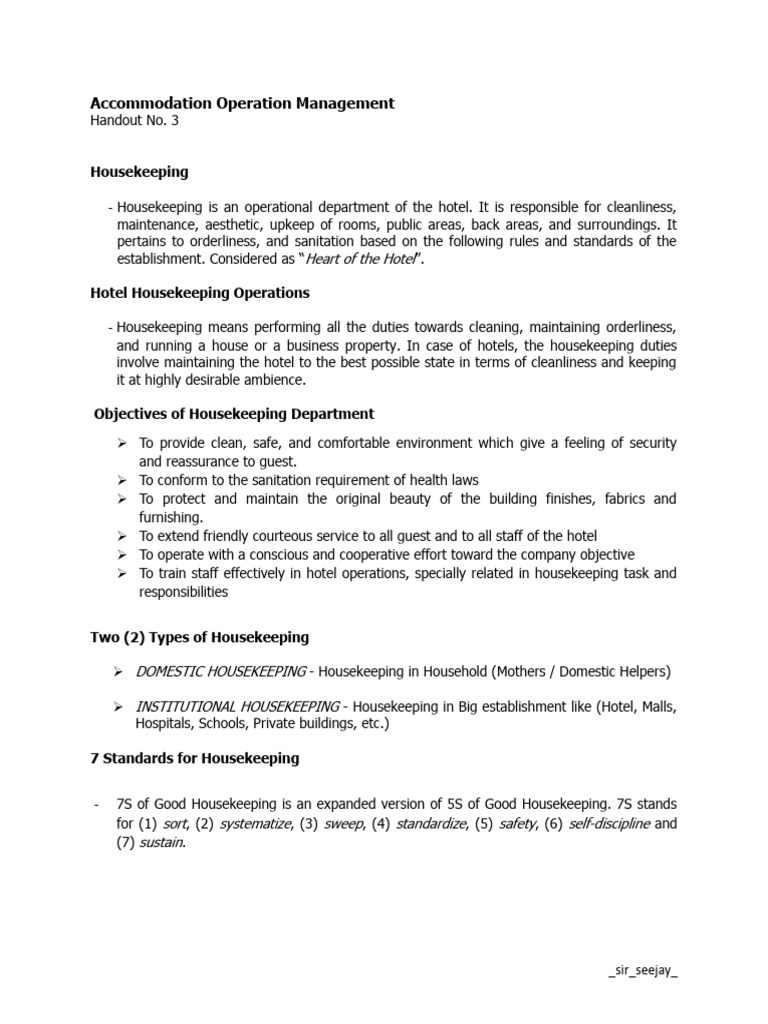 Hotel Housekeeping Management Guide | PDF | Housekeeping | Cleaning