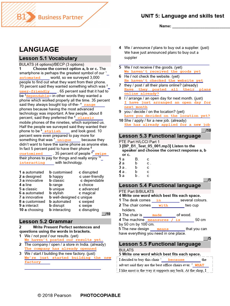 BP B1 Tests Unit5 | Download Free PDF | Password | 3 D Printing