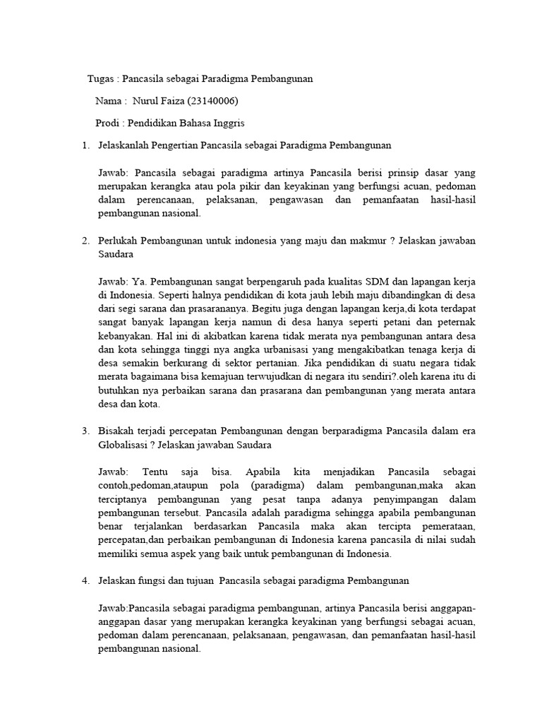 Tugas Pancasila Sebagai Paradigma | PDF | Karier & Perkembangan | Ilmu ...