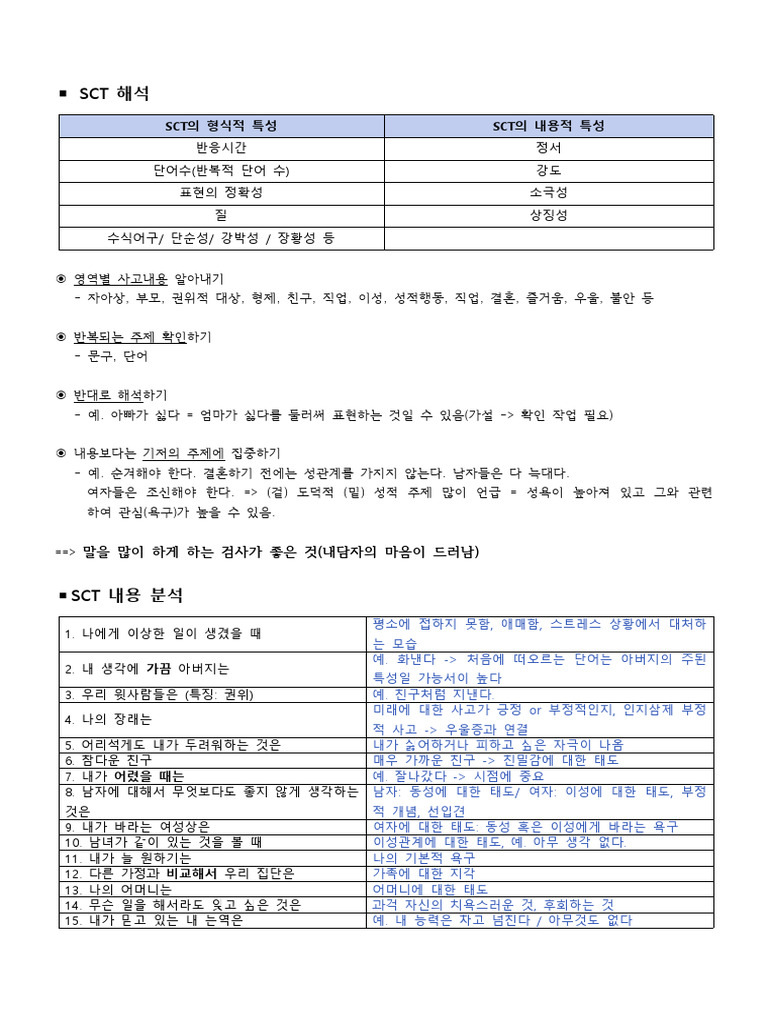 SCT 해석 - 정주연 | PDF