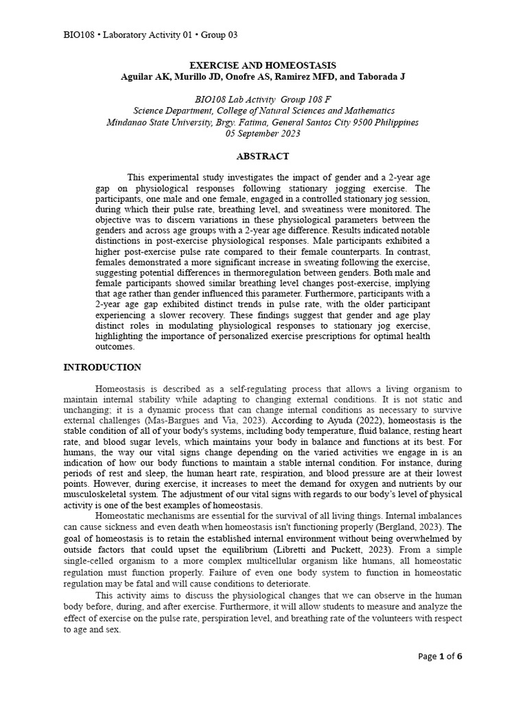 Gender and Age Effects on Exercise Physiology | PDF | Heart Rate ...