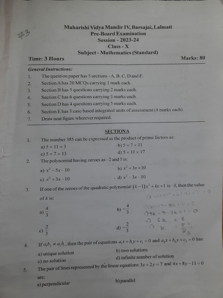 Maths Standard mvm4 | PDF