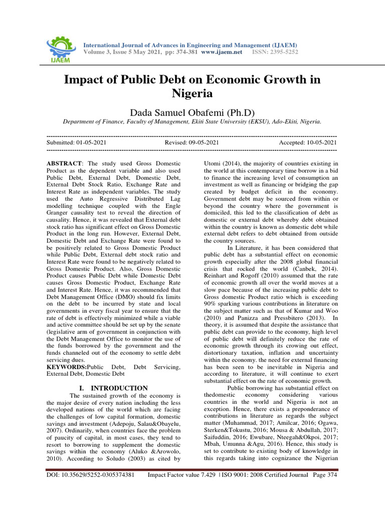 Impact of Public Debt on Nigeria's Growth | PDF | Gross Domestic ...