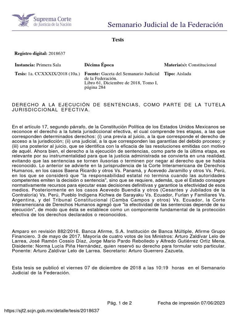 Derecho A La Ejecucion de Sentencias | PDF | Caso de ley | Justicia