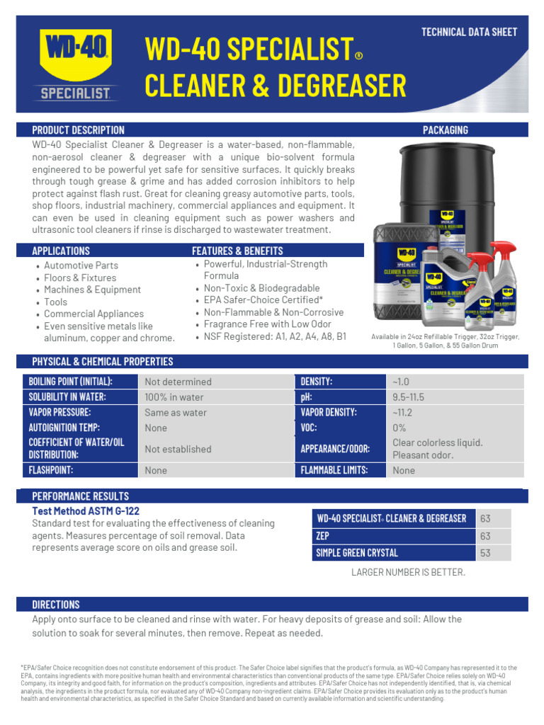 1595973630-wd-40-specialist-cleaner-degreaser-tds-sheet | PDF | Toxicity