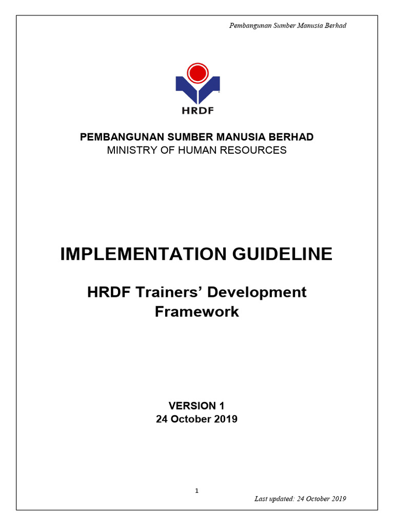 HRDF Trainers' Development Framework Guide | PDF | Career & Growth ...