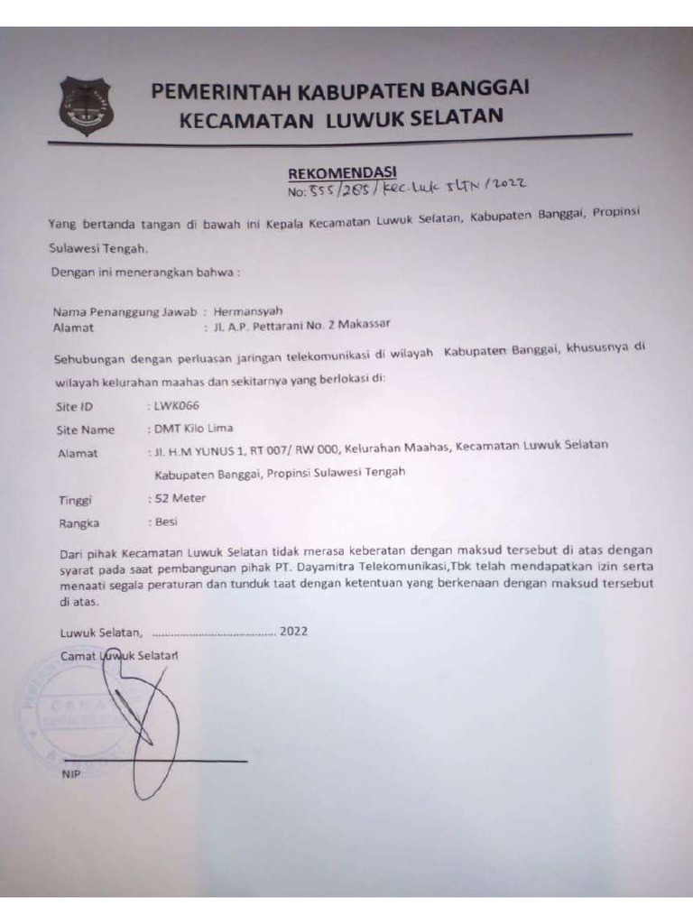 Rekom Camat Kilo Lima | PDF