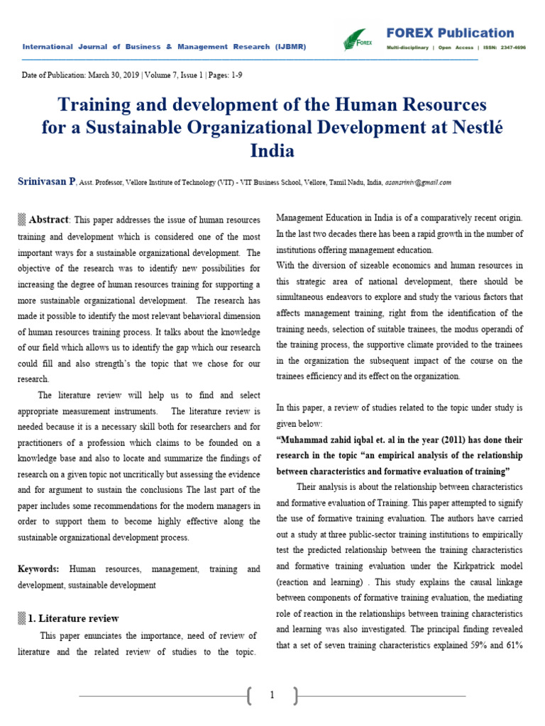 Training and Development of The Human Resources Fo | PDF | Employment ...