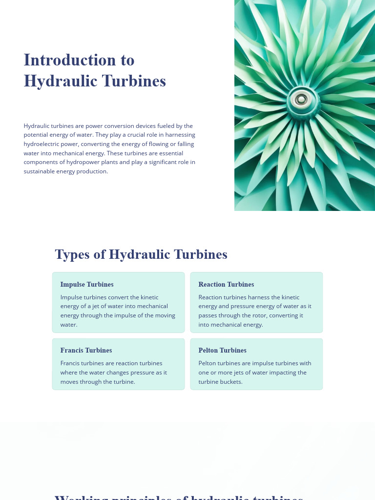 Overview of Hydraulic Turbines | PDF | Turbine | Rotating Machines