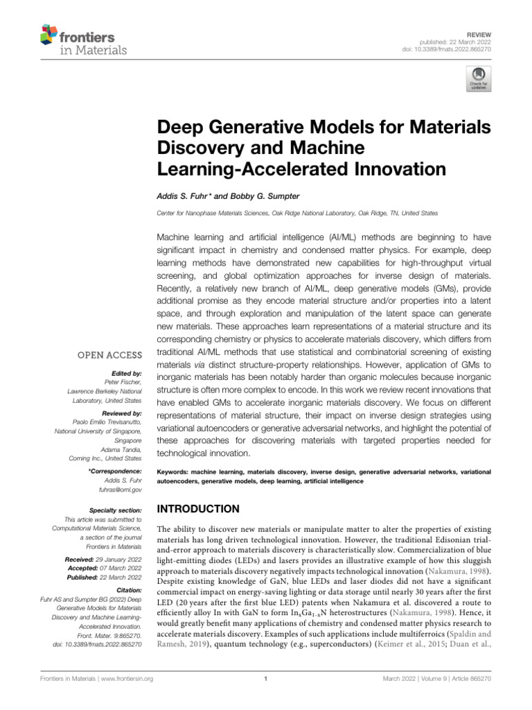 Deep Generative Models in Materials Discovery | PDF | Machine Learning ...