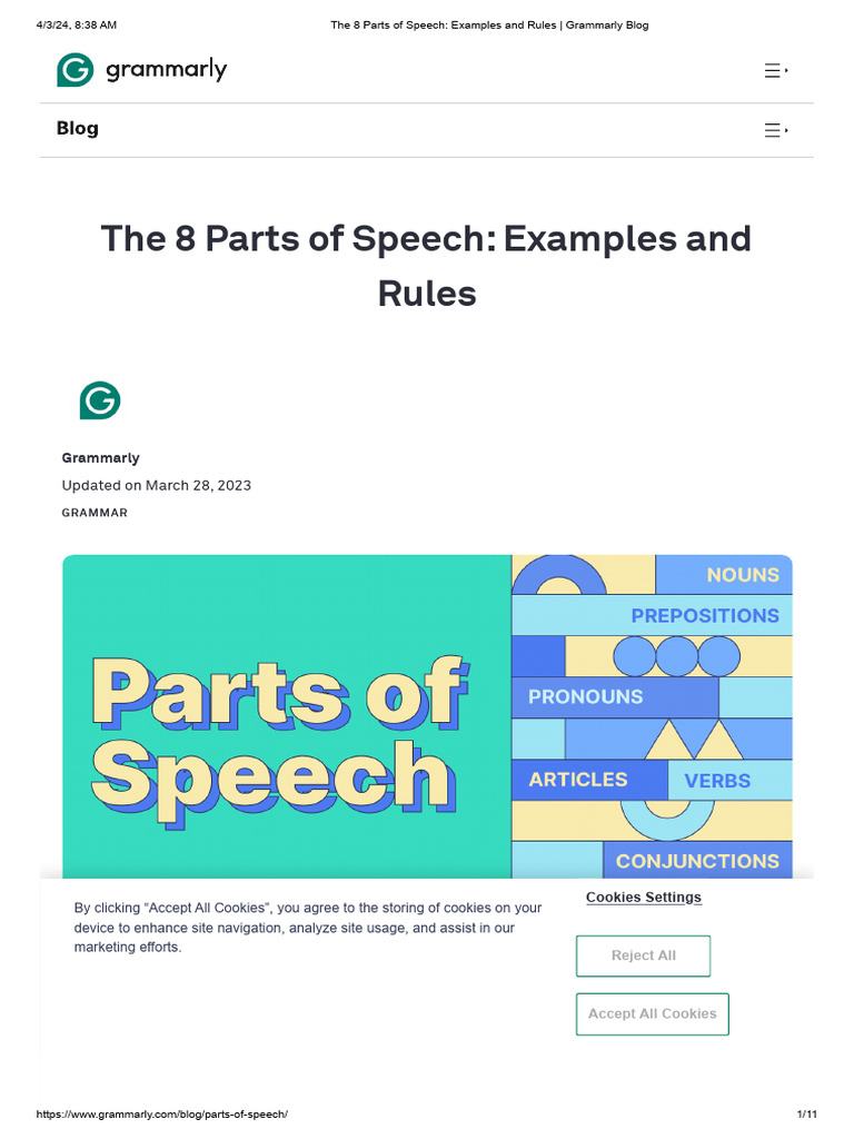 The 8 parts of speech examples and rules grammarly blog download