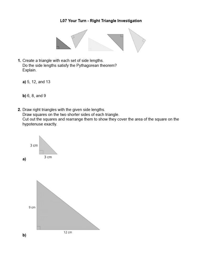 Right Triangle Exploration Guide | PDF